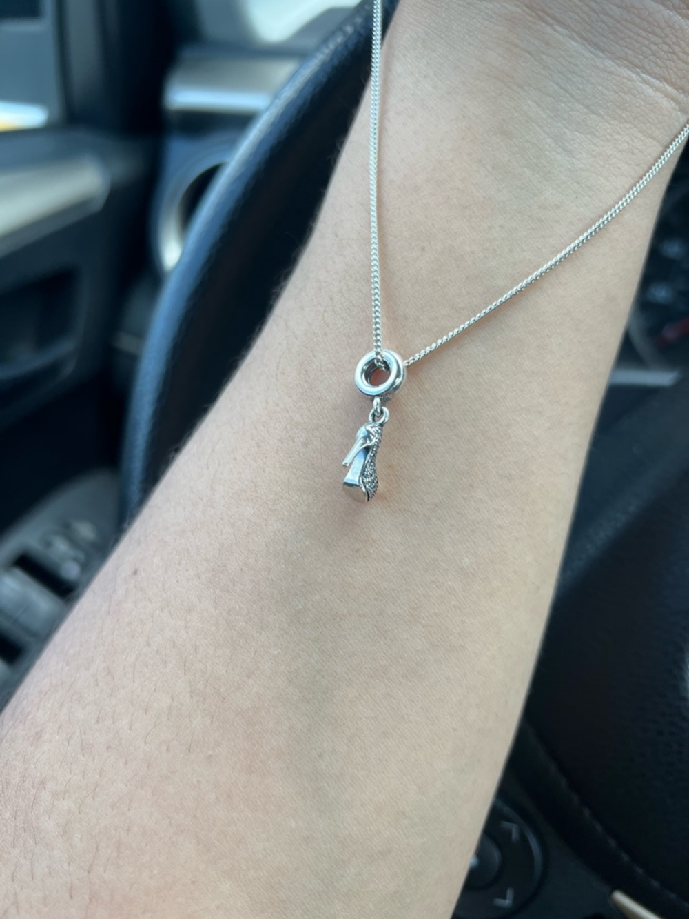 Pandora Adjustable Necklace with Cinderella Pendant Sterling Silver ALE